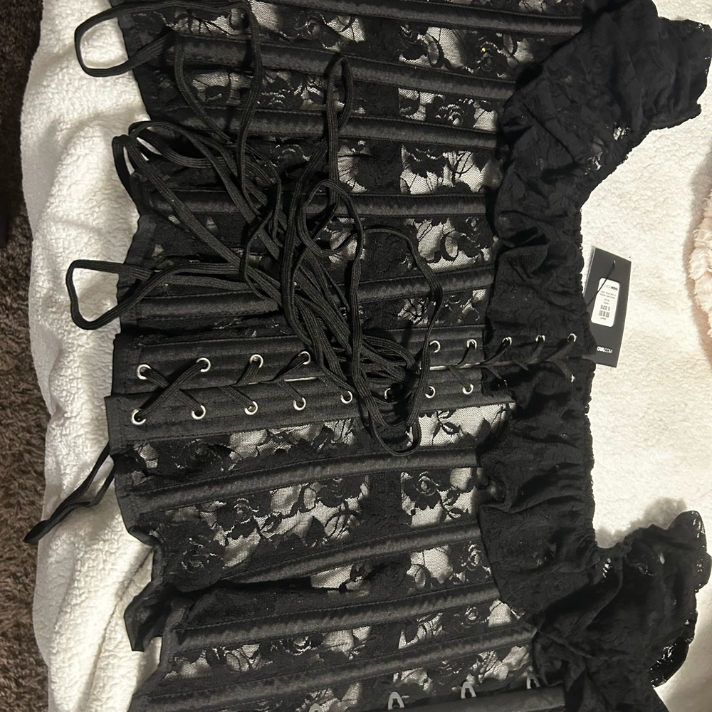 Fashion Nova Black Lace-Up Corset